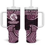 Personalized Manly Warringah Sea Eagles Tumbler With Handle Polynesian Tribal Pattern Style