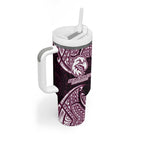 Personalized Manly Warringah Sea Eagles Tumbler With Handle Polynesian Tribal Pattern Style