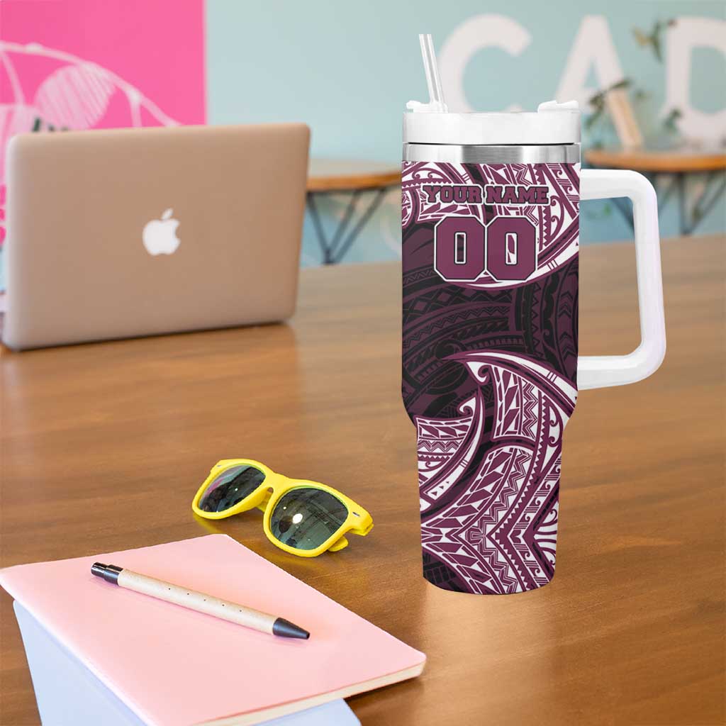 Personalized Manly Warringah Sea Eagles Tumbler With Handle Polynesian Tribal Pattern Style