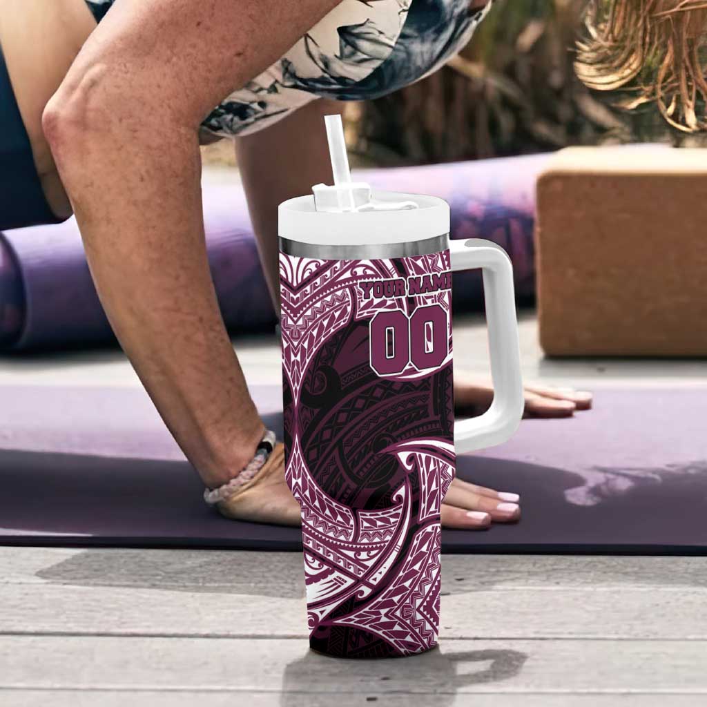 Personalized Manly Warringah Sea Eagles Tumbler With Handle Polynesian Tribal Pattern Style