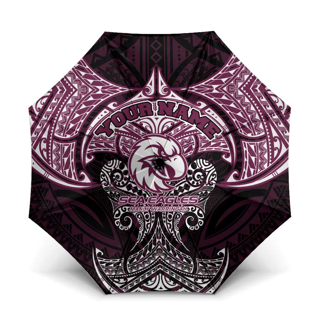 Personalized Manly Warringah Sea Eagles Umbrella Polynesian Tribal Pattern Style