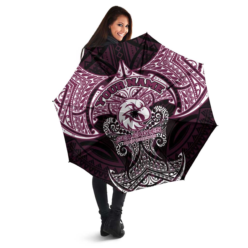 Personalized Manly Warringah Sea Eagles Umbrella Polynesian Tribal Pattern Style