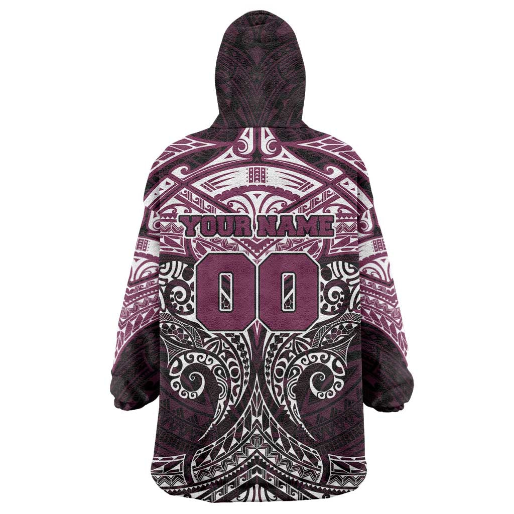 Personalized Manly Warringah Sea Eagles Wearable Blanket Hoodie Polynesian Tribal Pattern Style