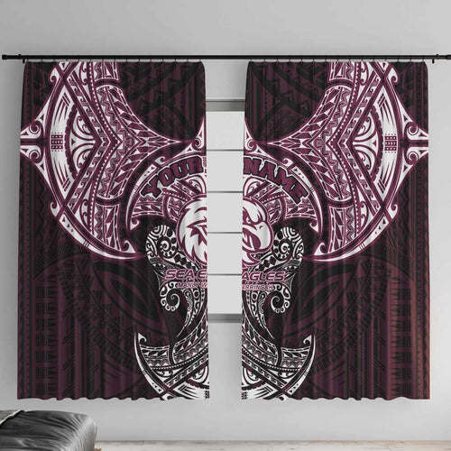 Personalized Manly Warringah Sea Eagles Window Curtain Polynesian Tribal Pattern Style