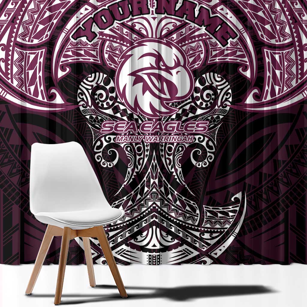 Personalized Manly Warringah Sea Eagles Window Curtain Polynesian Tribal Pattern Style
