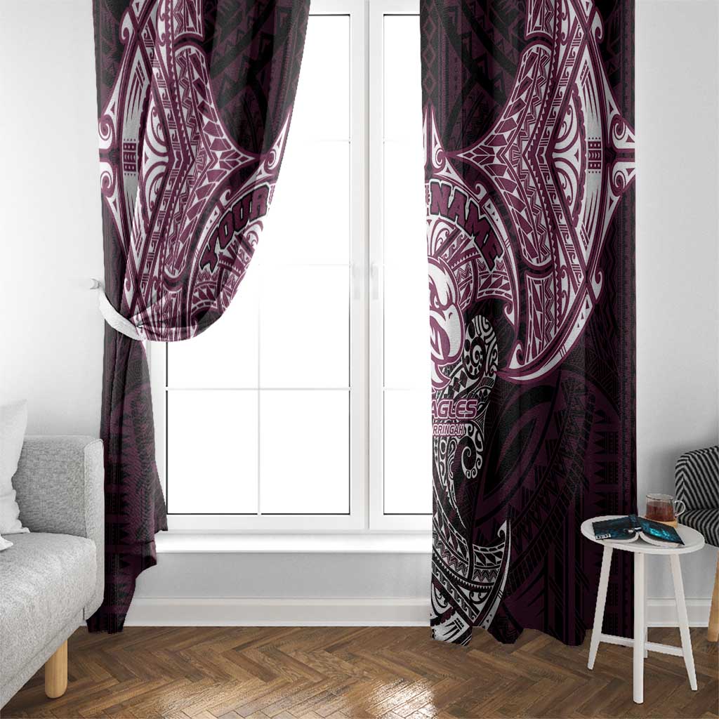 Personalized Manly Warringah Sea Eagles Window Curtain Polynesian Tribal Pattern Style