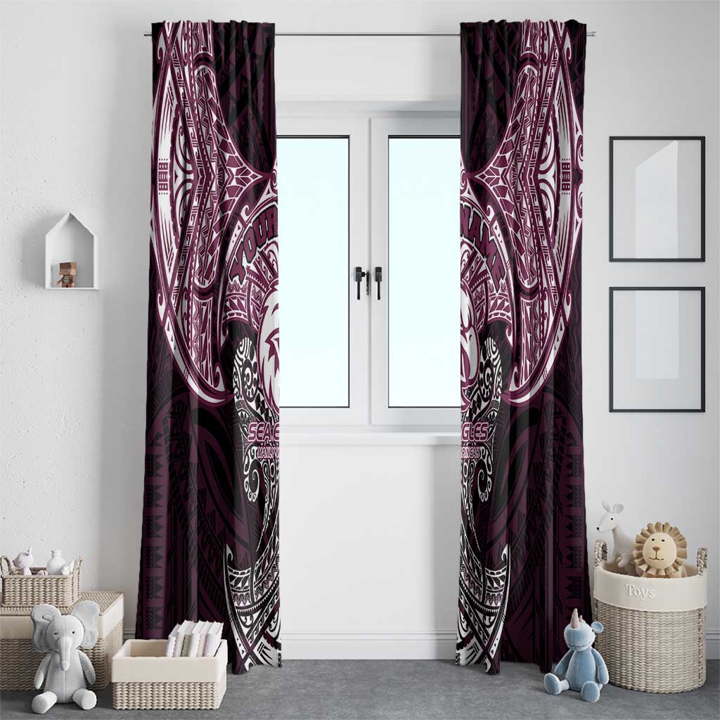 Personalized Manly Warringah Sea Eagles Window Curtain Polynesian Tribal Pattern Style