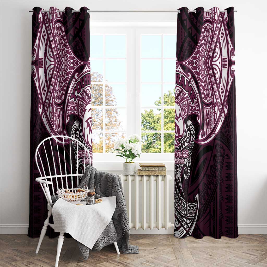 Personalized Manly Warringah Sea Eagles Window Curtain Polynesian Tribal Pattern Style