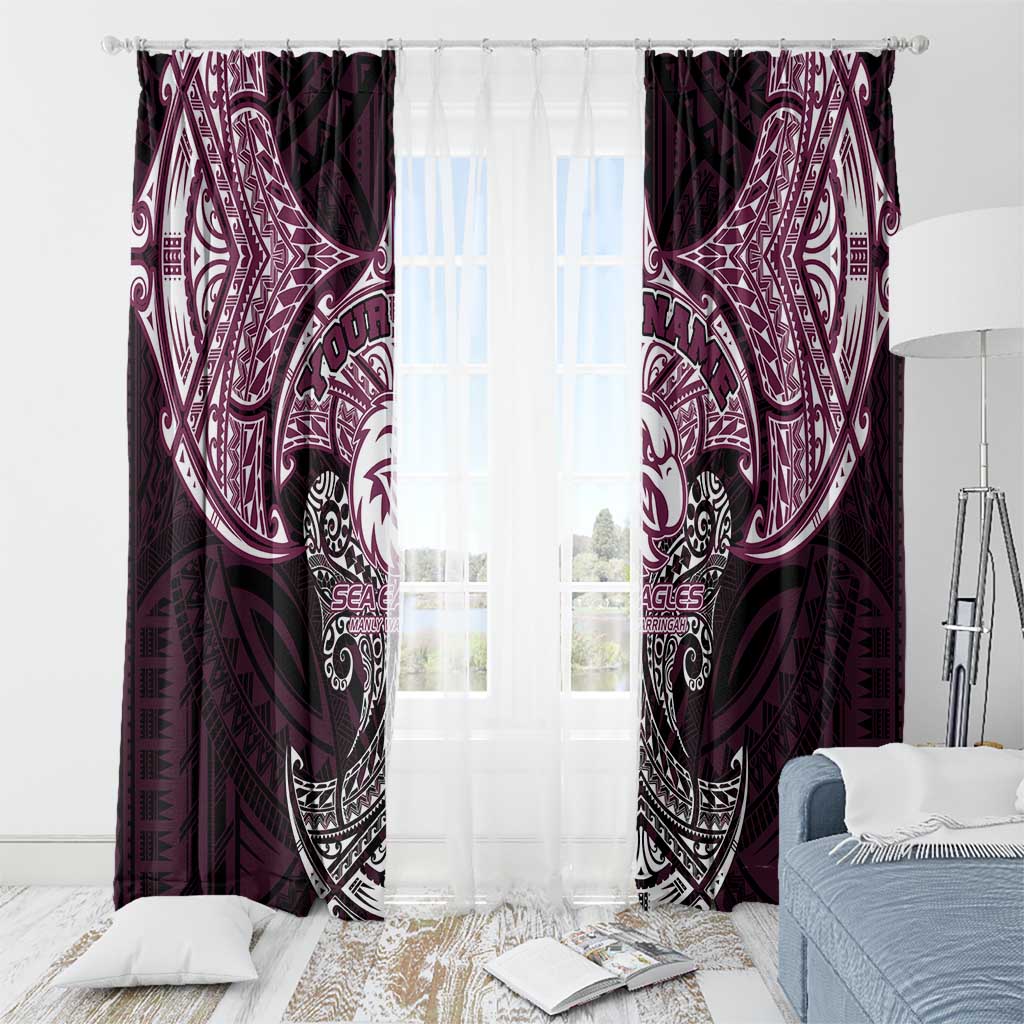 Personalized Manly Warringah Sea Eagles Window Curtain Polynesian Tribal Pattern Style