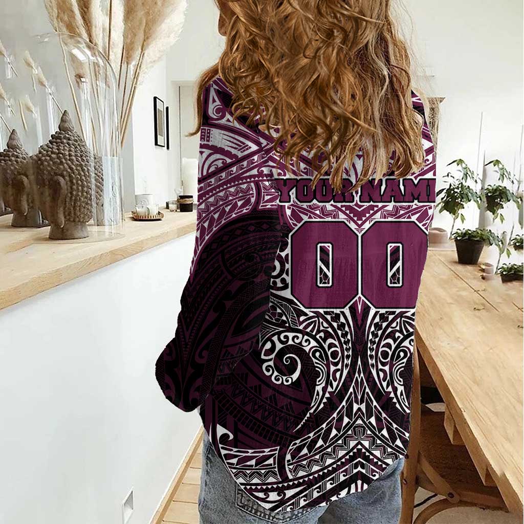 Personalized Manly Warringah Sea Eagles Women Casual Shirt Polynesian Tribal Pattern Style