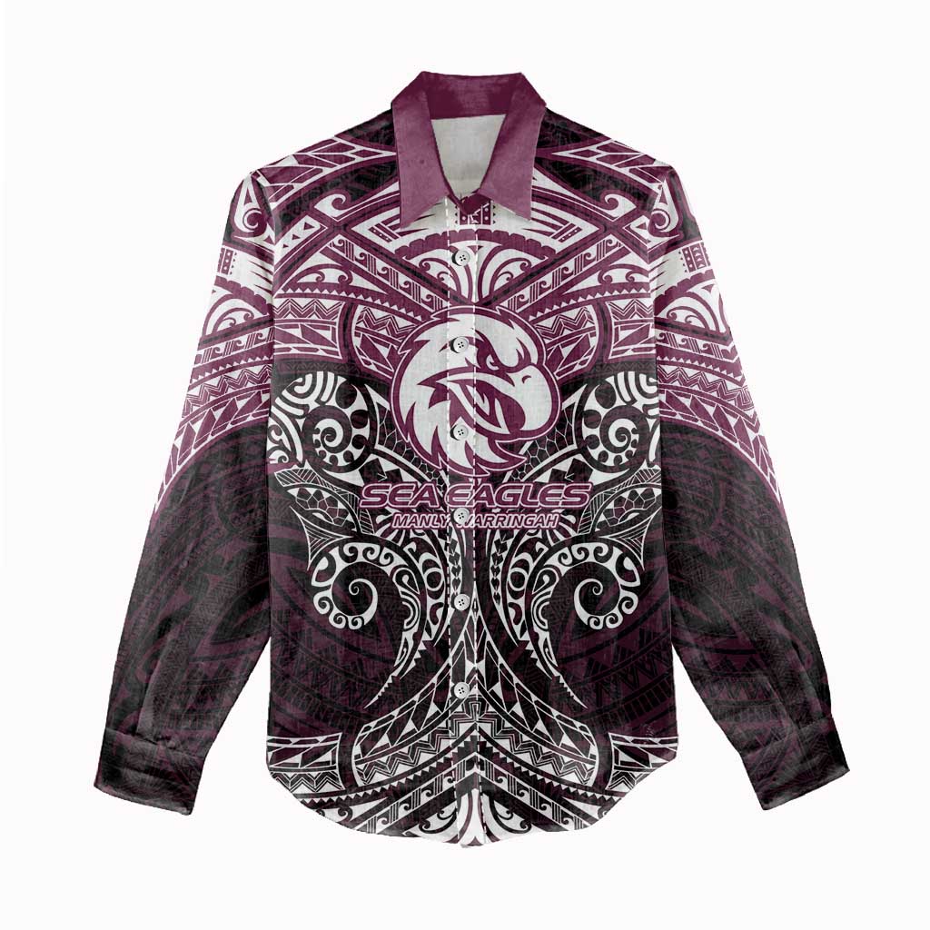 Personalized Manly Warringah Sea Eagles Women Casual Shirt Polynesian Tribal Pattern Style