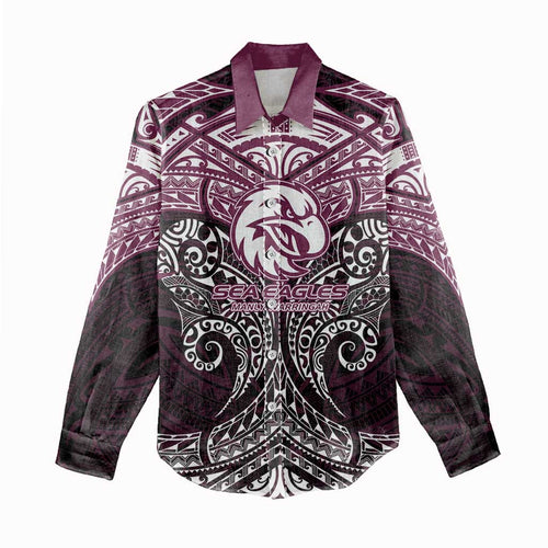Personalized Manly Warringah Sea Eagles Women Casual Shirt Polynesian Tribal Pattern Style