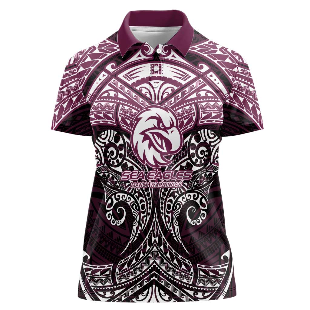 Personalized Manly Warringah Sea Eagles Women Polo Shirt Polynesian Tribal Pattern Style
