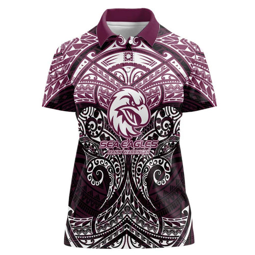 Personalized Manly Warringah Sea Eagles Women Polo Shirt Polynesian Tribal Pattern Style