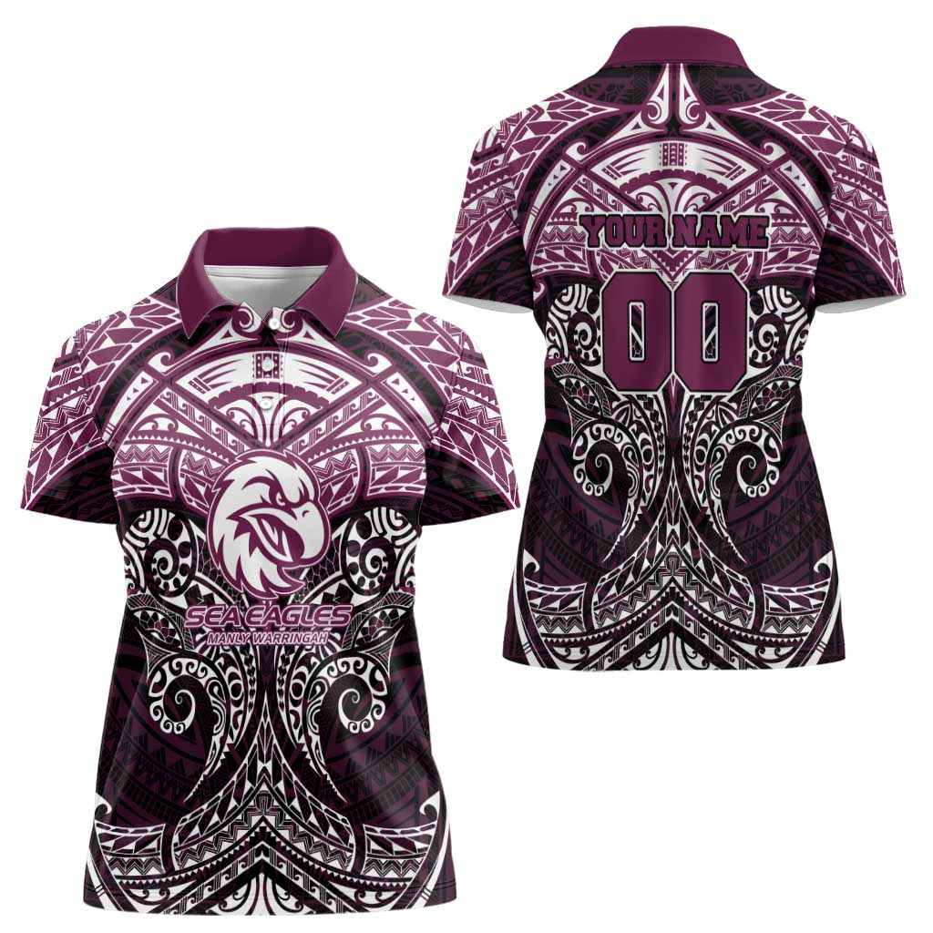 Personalized Manly Warringah Sea Eagles Women Polo Shirt Polynesian Tribal Pattern Style