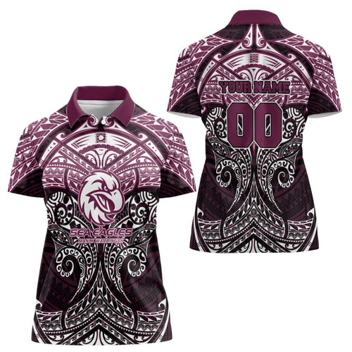 Personalized Manly Warringah Sea Eagles Women Polo Shirt Polynesian Tribal Pattern Style