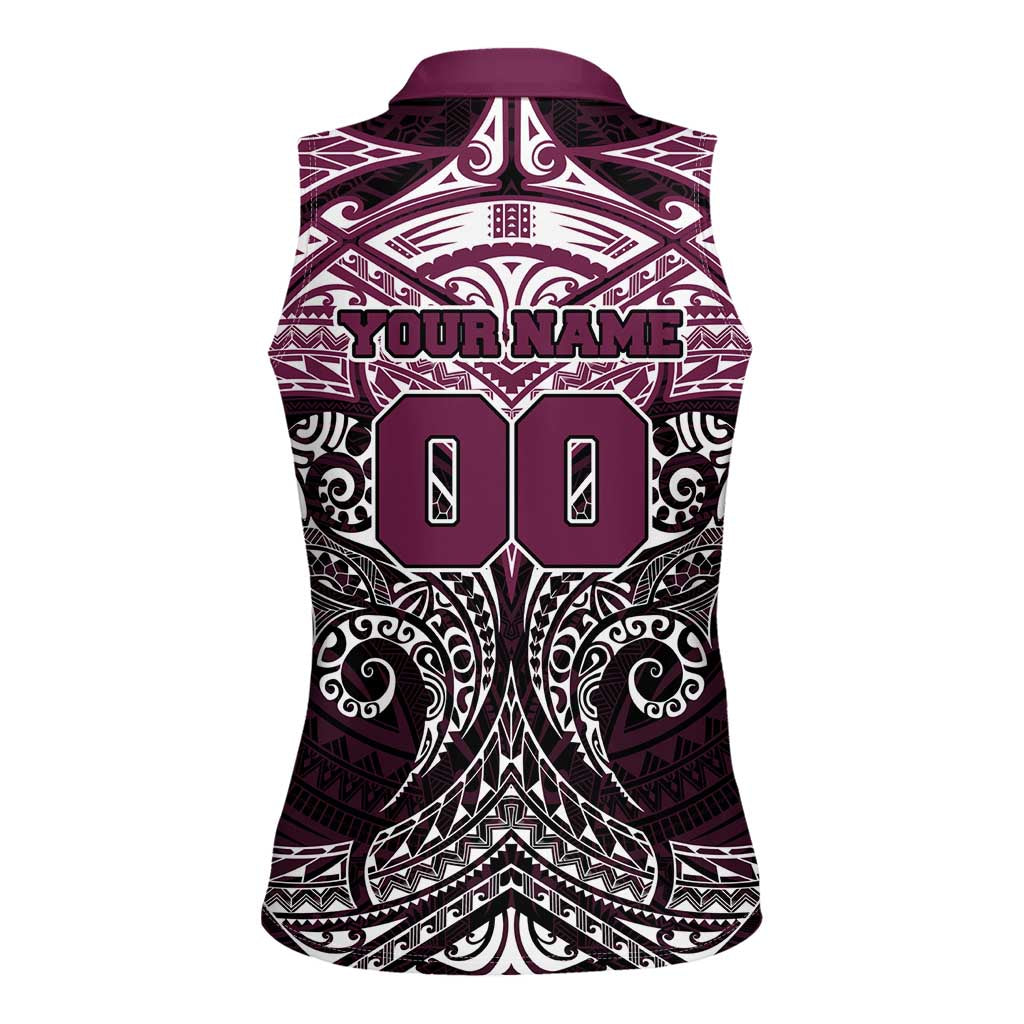 Personalized Manly Warringah Sea Eagles Women Sleeveless Polo Shirt Polynesian Tribal Pattern Style