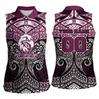 Personalized Manly Warringah Sea Eagles Women Sleeveless Polo Shirt Polynesian Tribal Pattern Style