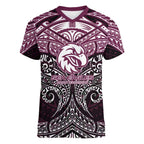 Personalized Manly Warringah Sea Eagles Women V-Neck T-Shirt Polynesian Tribal Pattern Style