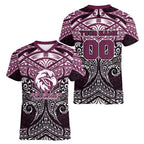 Personalized Manly Warringah Sea Eagles Women V-Neck T-Shirt Polynesian Tribal Pattern Style
