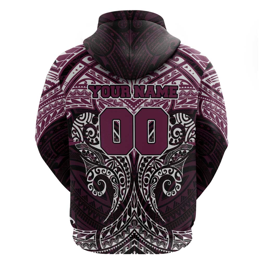 Personalized Manly Warringah Sea Eagles Zip Hoodie Polynesian Tribal Pattern Style