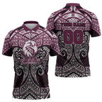 Personalized Manly Warringah Sea Eagles Zipper Polo Shirt Polynesian Tribal Pattern Style