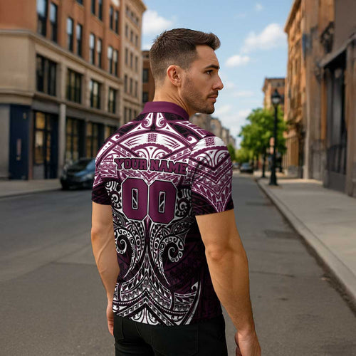 Personalized Manly Warringah Sea Eagles Zipper Polo Shirt Polynesian Tribal Pattern Style