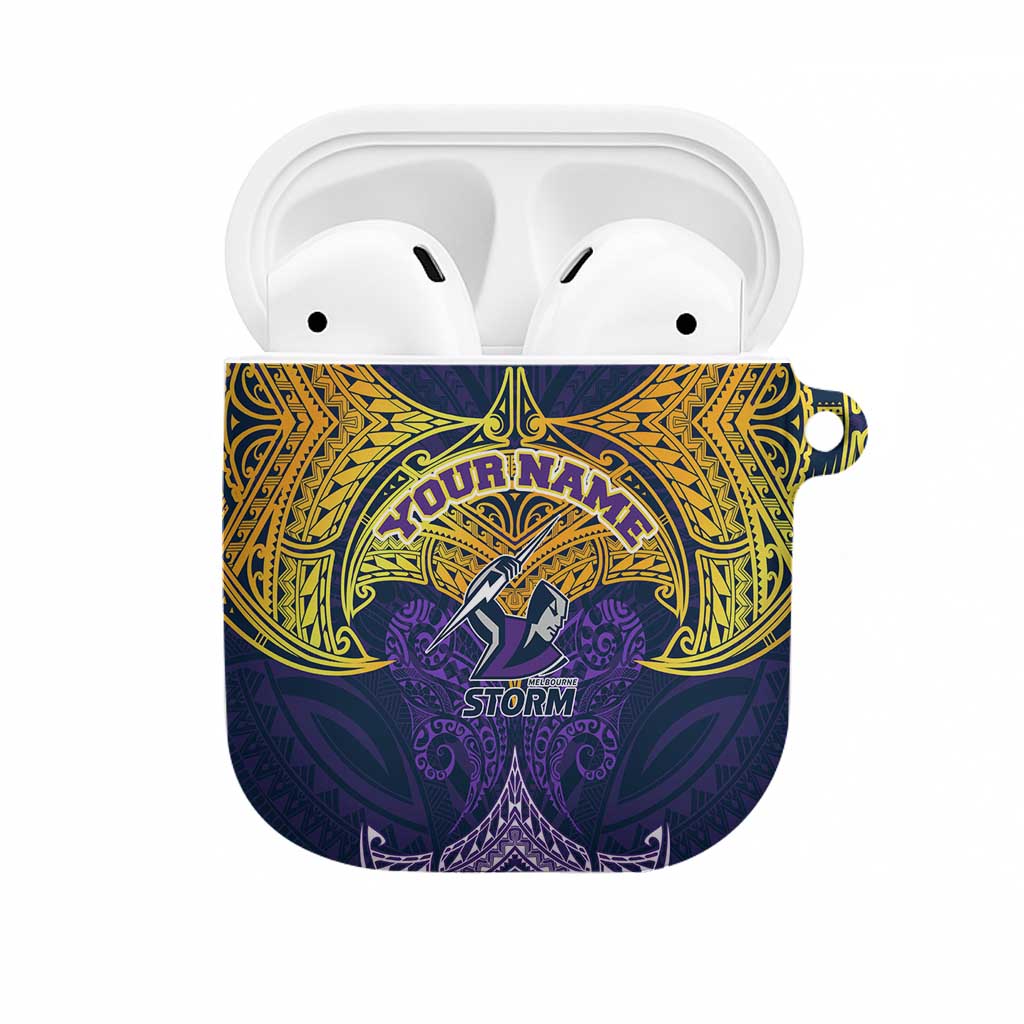 Personalized Melbourne Storm AirPods Case Polynesian Tribal Pattern Style