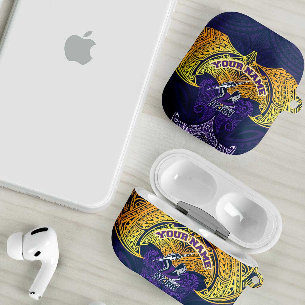 Personalized Melbourne Storm AirPods Case Polynesian Tribal Pattern Style