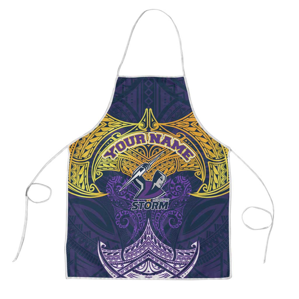 Personalized Melbourne Storm Apron Polynesian Tribal Pattern Style