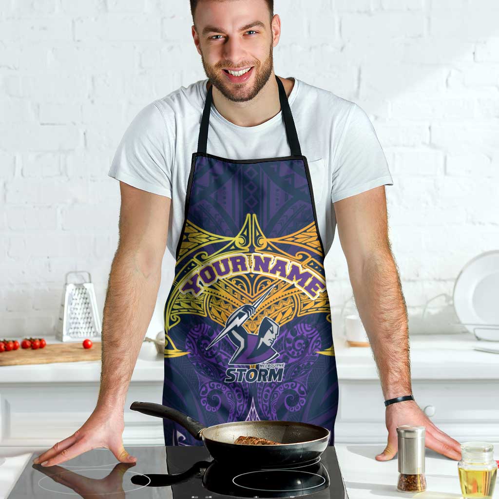 Personalized Melbourne Storm Apron Polynesian Tribal Pattern Style