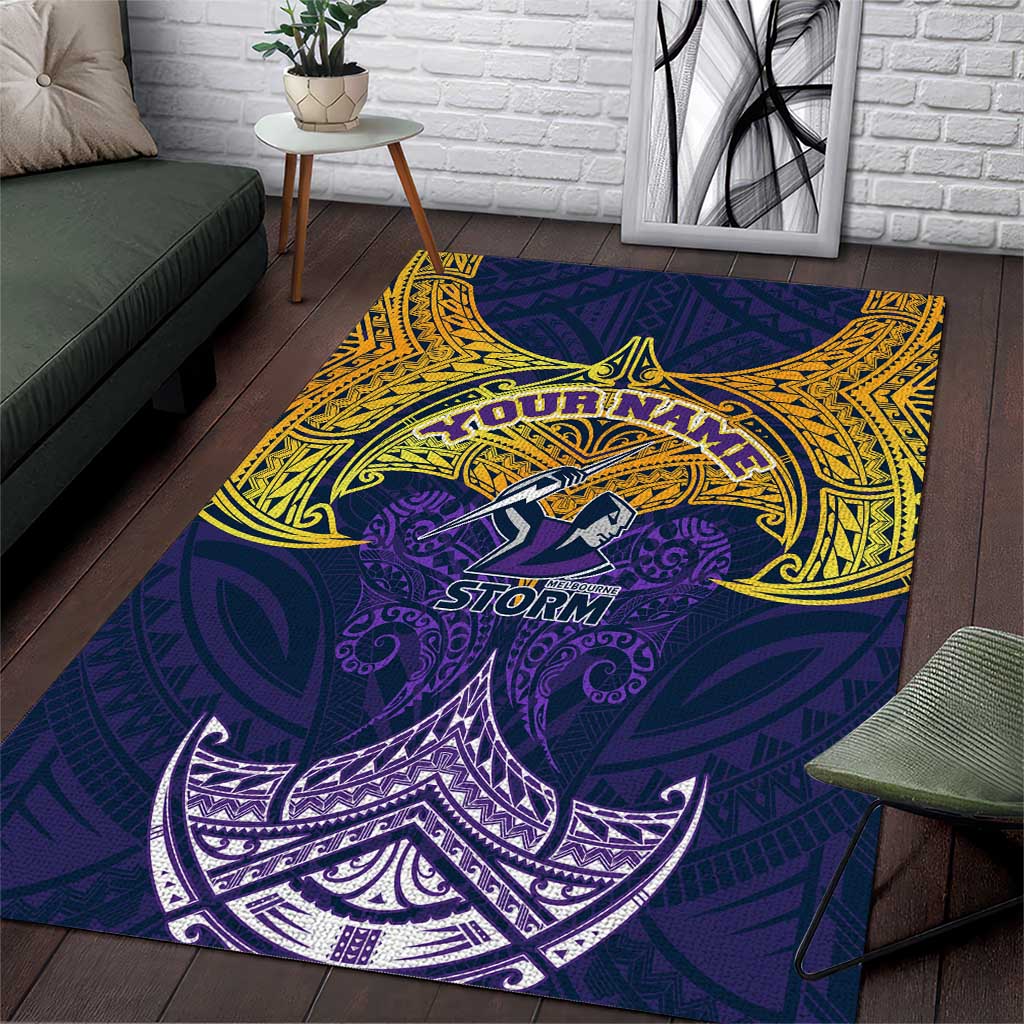 Personalized Melbourne Storm Area Rug Polynesian Tribal Pattern Style