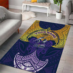 Personalized Melbourne Storm Area Rug Polynesian Tribal Pattern Style