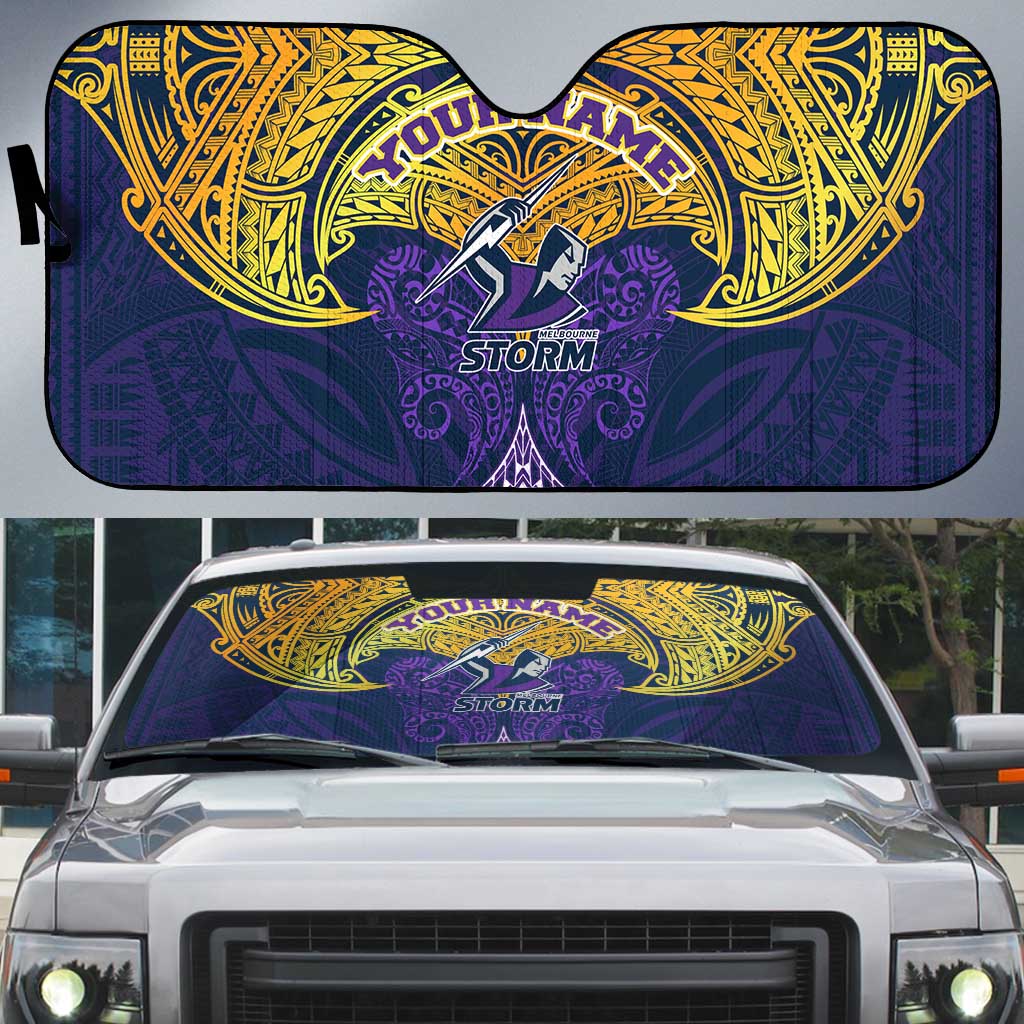 Personalized Melbourne Storm Auto Sun Shade Polynesian Tribal Pattern Style