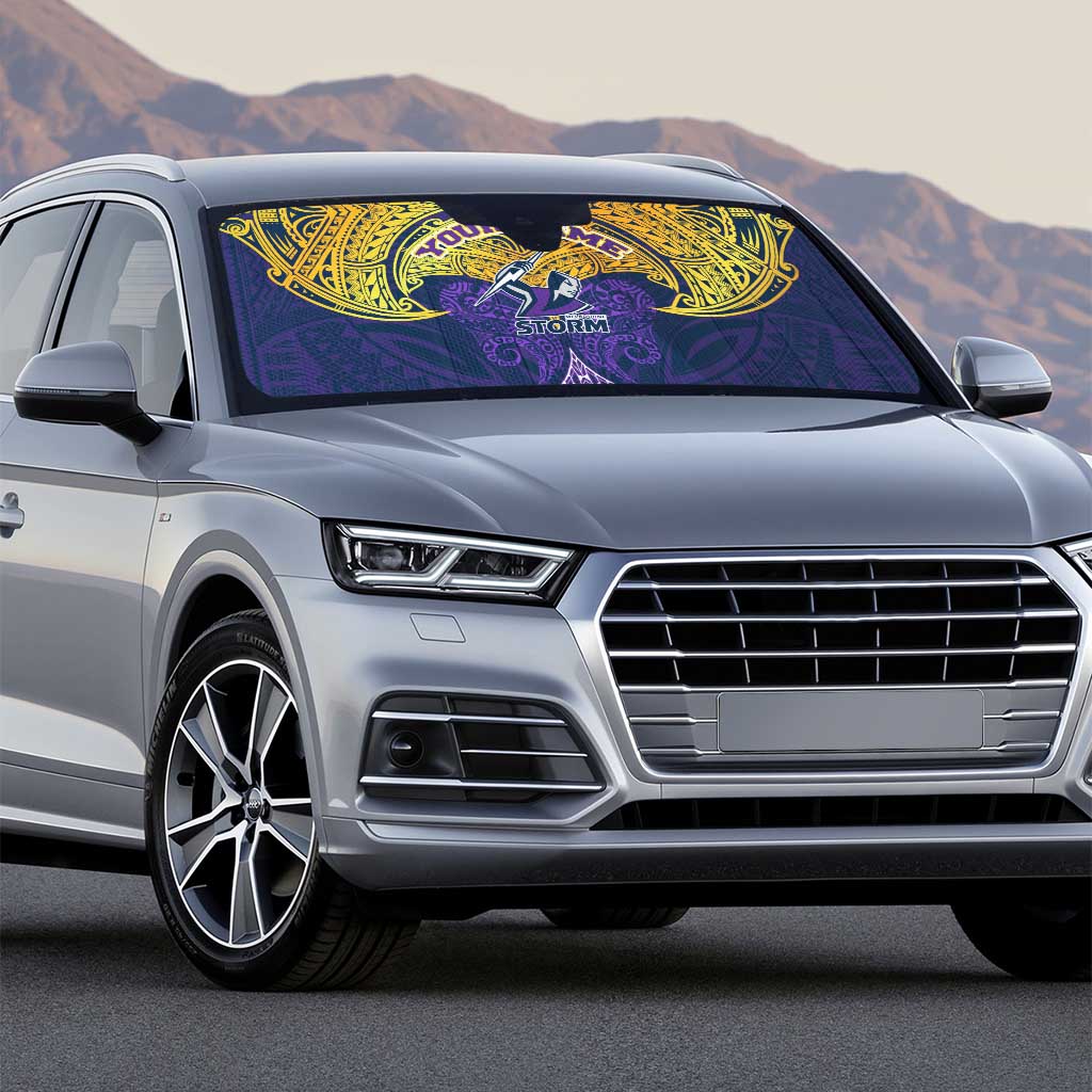 Personalized Melbourne Storm Auto Sun Shade Polynesian Tribal Pattern Style