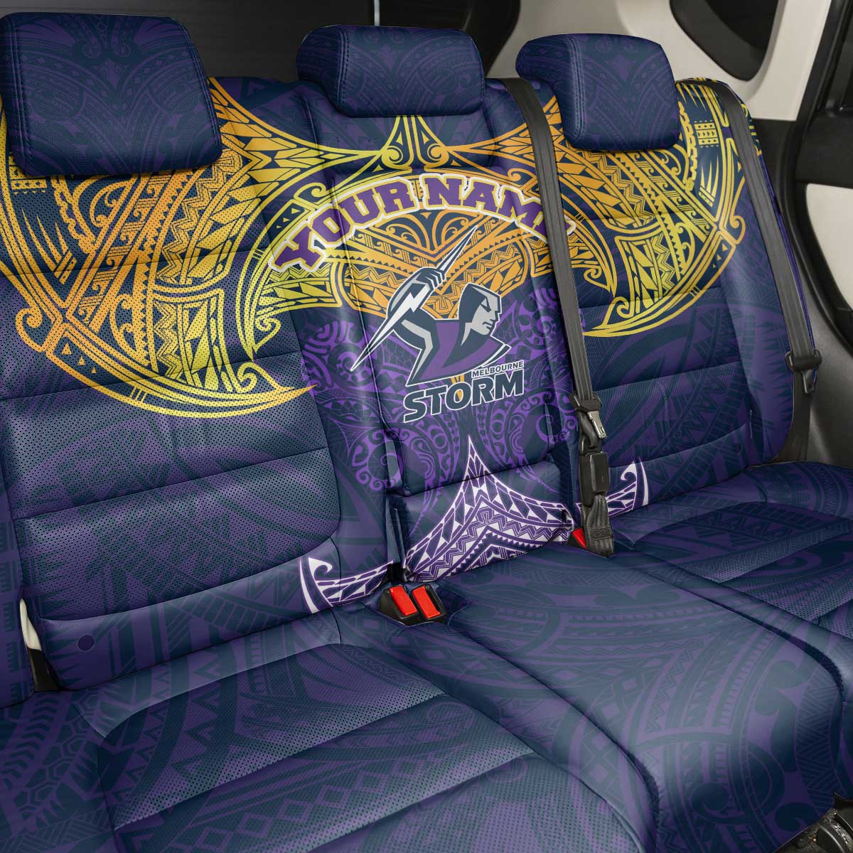 Personalized Melbourne Storm Back Car Seat Cover Polynesian Tribal Pattern Style