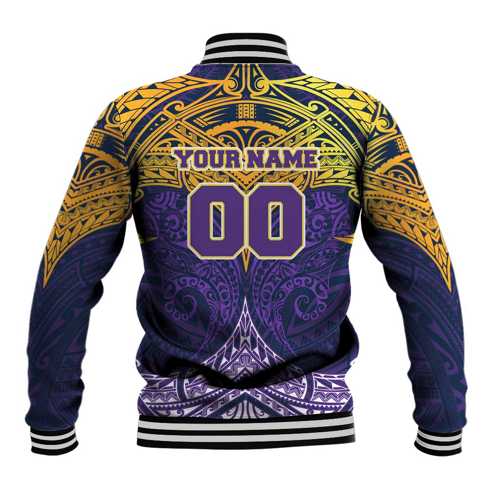 Personalized Melbourne Storm Baseball Jacket Polynesian Tribal Pattern Style