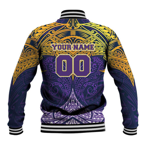 Personalized Melbourne Storm Baseball Jacket Polynesian Tribal Pattern Style