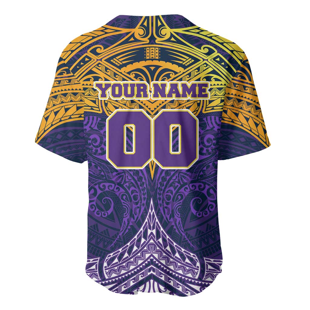 Personalized Melbourne Storm Baseball Jersey Polynesian Tribal Pattern Style
