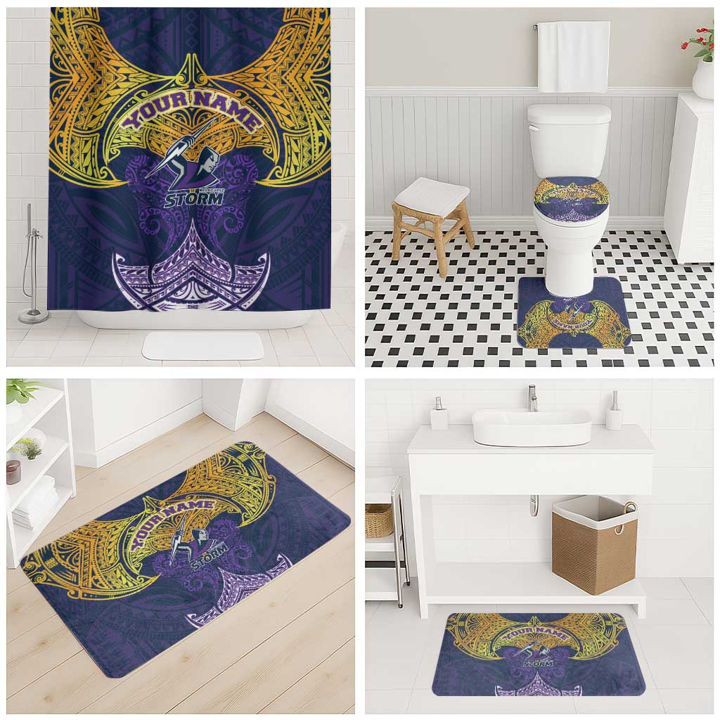 Personalized Melbourne Storm Bathroom Set Polynesian Tribal Pattern Style
