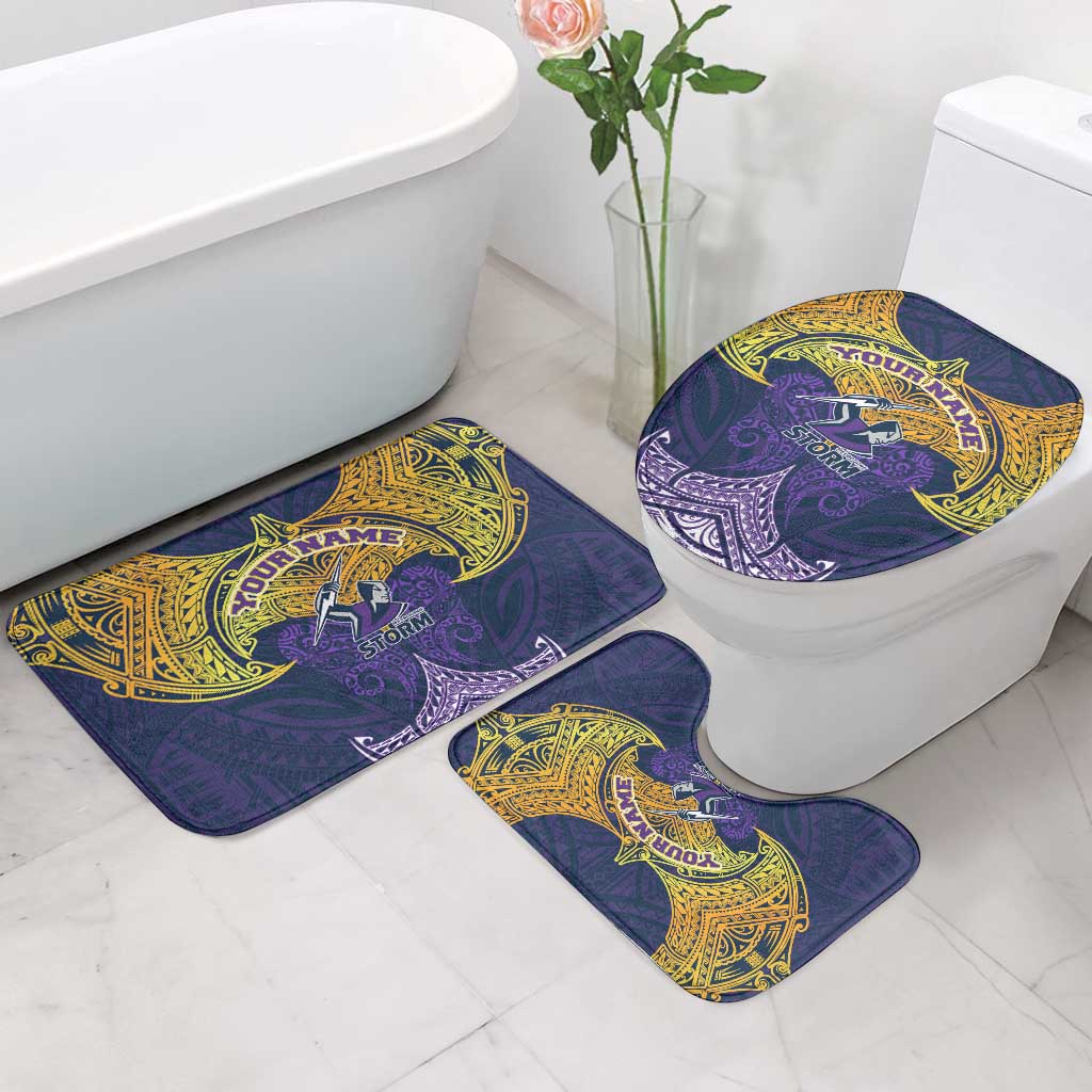Personalized Melbourne Storm Bathroom Set Polynesian Tribal Pattern Style