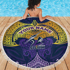 Personalized Melbourne Storm Beach Blanket Polynesian Tribal Pattern Style