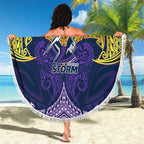 Personalized Melbourne Storm Beach Blanket Polynesian Tribal Pattern Style