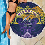 Personalized Melbourne Storm Beach Blanket Polynesian Tribal Pattern Style