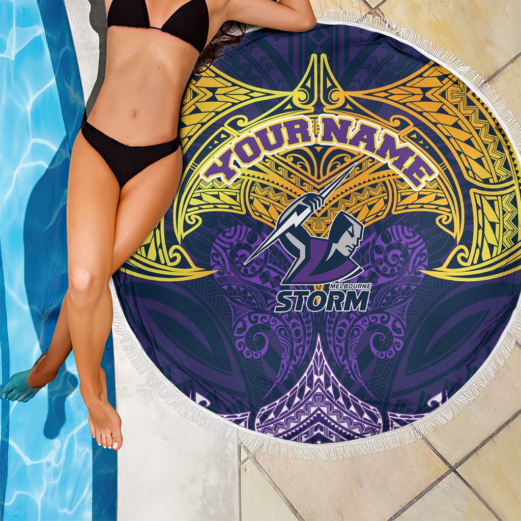 Personalized Melbourne Storm Beach Blanket Polynesian Tribal Pattern Style