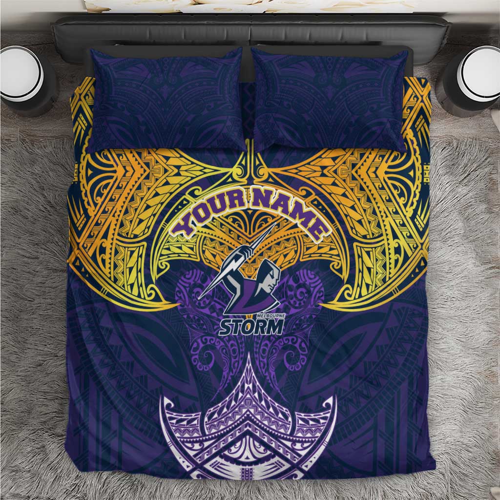 Personalized Melbourne Storm Bedding Set Polynesian Tribal Pattern Style