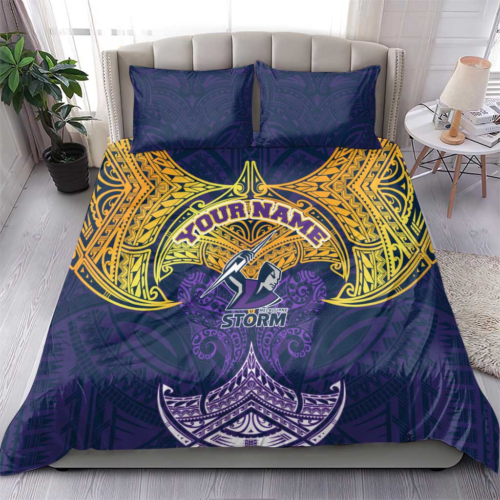 Personalized Melbourne Storm Bedding Set Polynesian Tribal Pattern Style