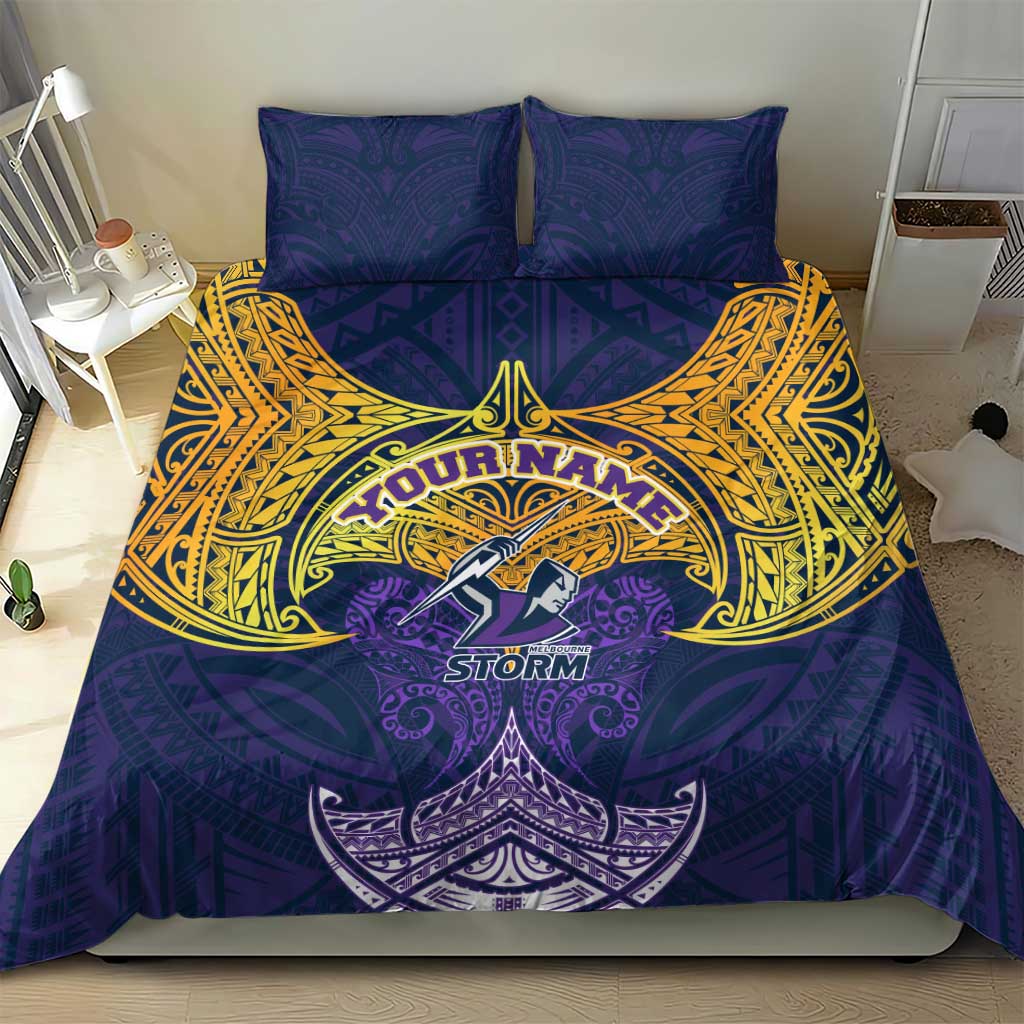 Personalized Melbourne Storm Bedding Set Polynesian Tribal Pattern Style