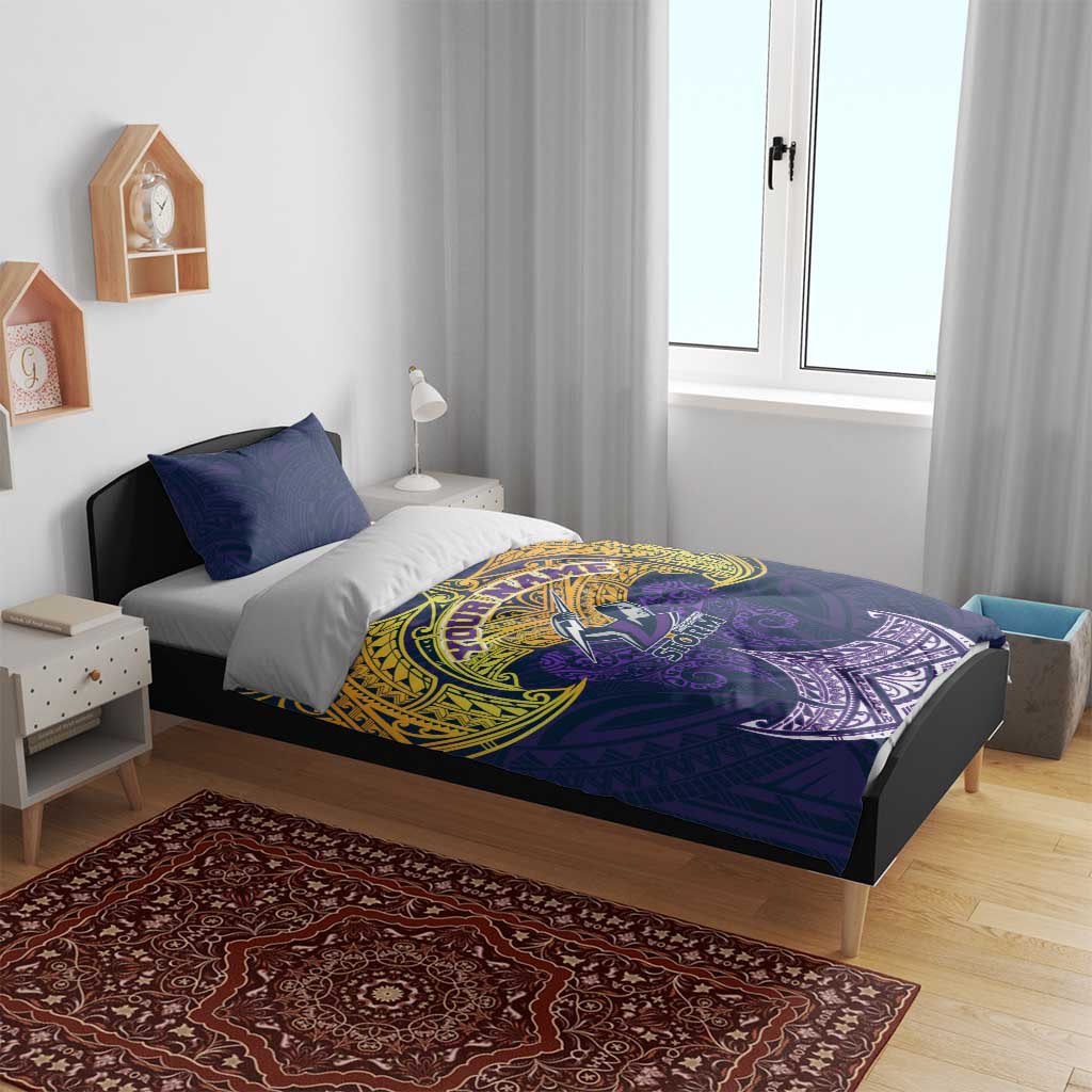 Personalized Melbourne Storm Bedding Set Polynesian Tribal Pattern Style
