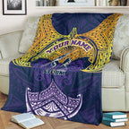 Personalized Melbourne Storm Blanket Polynesian Tribal Pattern Style